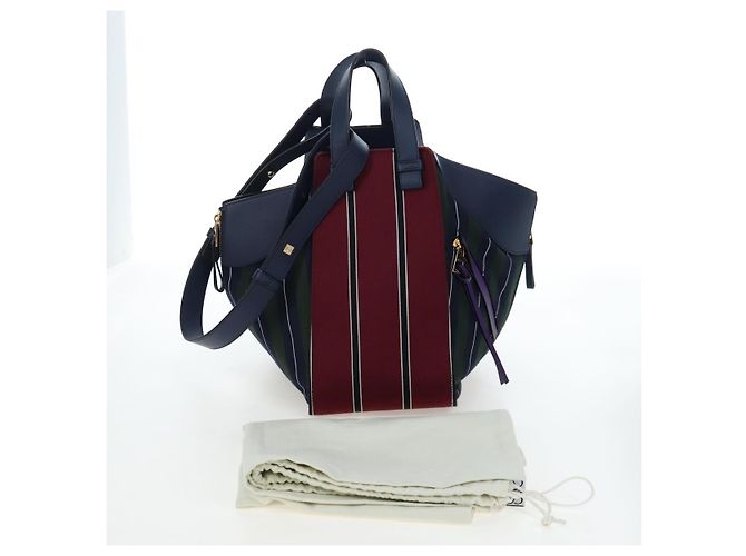 Bolsa de mão LOEWE Hammock Canvas 2way Navy Gold Auth 198690M Dourado Azul marinho - vista 12