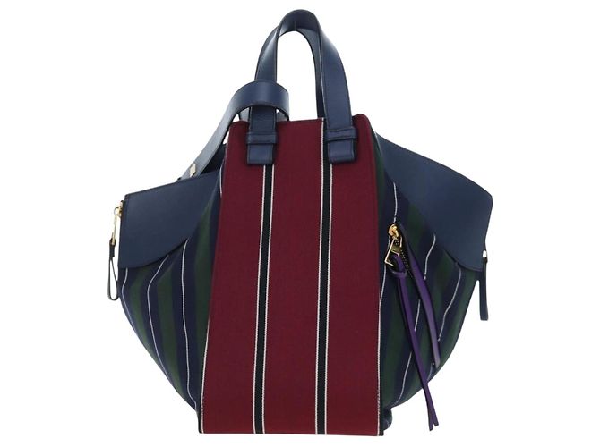 Bolsa de mão LOEWE Hammock Canvas 2way Navy Gold Auth 198690M Dourado Azul marinho - vista 13