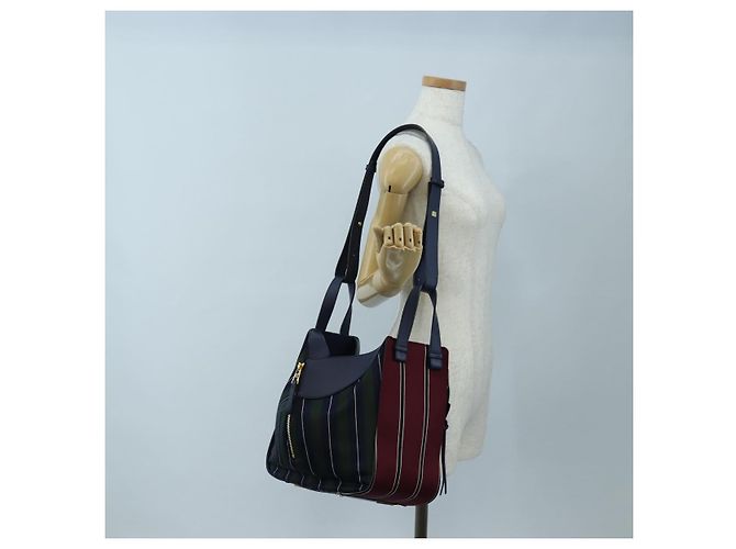 Bolsa de mão LOEWE Hammock Canvas 2way Navy Gold Auth 198690M Dourado Azul marinho - vista 26