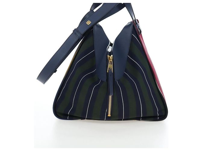 Bolsa de mão LOEWE Hammock Canvas 2way Navy Gold Auth 198690M Dourado Azul marinho - vista 4