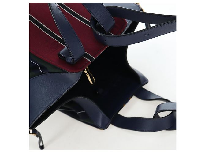 Bolsa de mão LOEWE Hammock Canvas 2way Navy Gold Auth 198690M Dourado Azul marinho - vista 6
