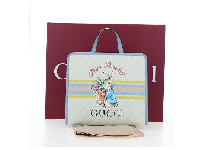 GUCCI GG Supreme Children's PVC Peter Rabbit White Blue 605614 Auth 196593SAM Light blue - view 12