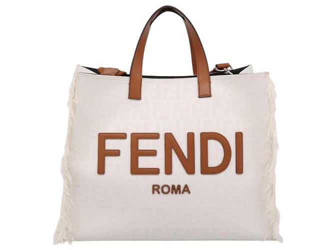Borsa a mano FENDI Zucca Canvas 2way White Silver Auth ka5858M Argento Bianco - vista 13