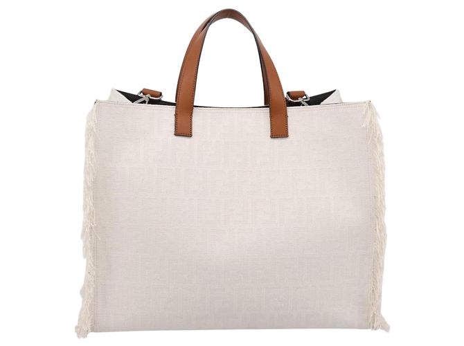 Borsa a mano FENDI Zucca Canvas 2way White Silver Auth ka5858M Argento Bianco - vista 2