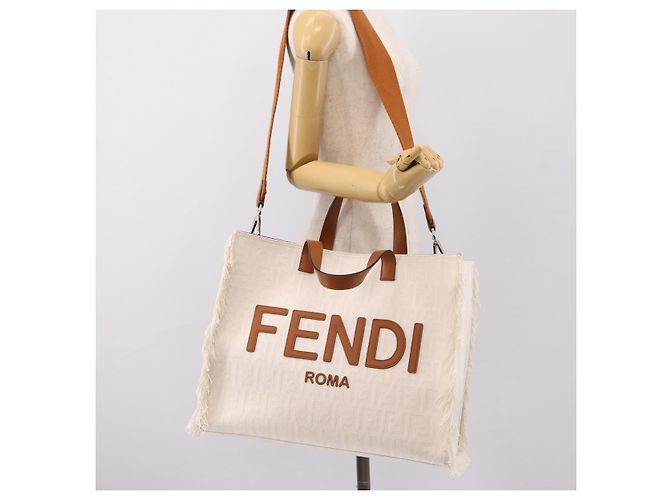 Borsa a mano FENDI Zucca Canvas 2way White Silver Auth ka5858M Argento Bianco - vista 24