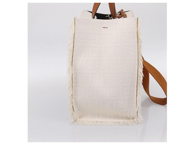 Borsa a mano FENDI Zucca Canvas 2way White Silver Auth ka5858M Argento Bianco - vista 3