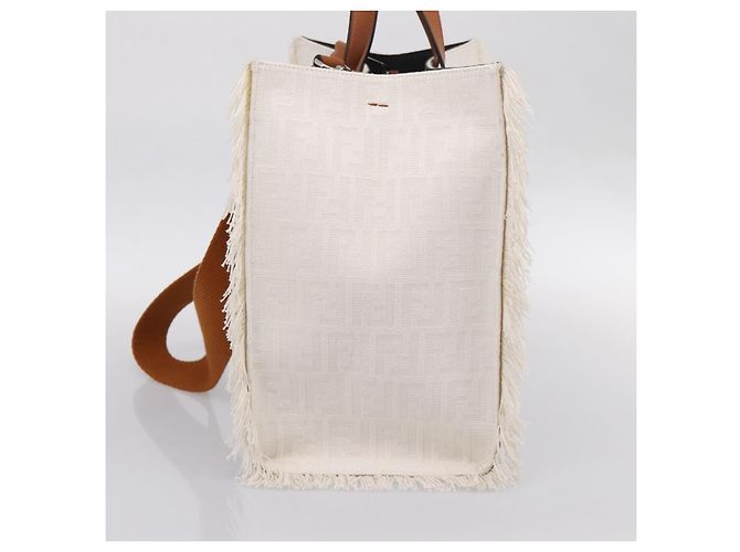 Borsa a mano FENDI Zucca Canvas 2way White Silver Auth ka5858M Argento Bianco - vista 4