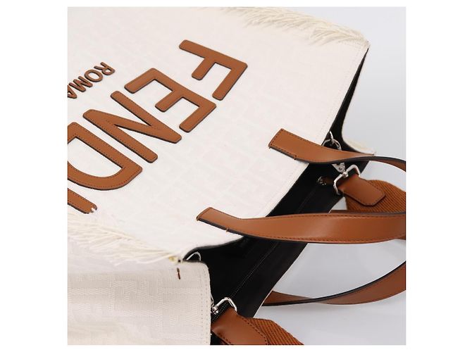 Borsa a mano FENDI Zucca Canvas 2way White Silver Auth ka5858M Argento Bianco - vista 6