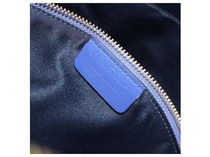 Borsa a mano Salvatore Ferragamo in pelle 2way blu tono oro Auth 200138A - vista 12