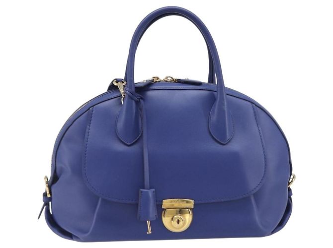 Borsa a mano Salvatore Ferragamo in pelle 2way blu tono oro Auth 200138A - vista 13