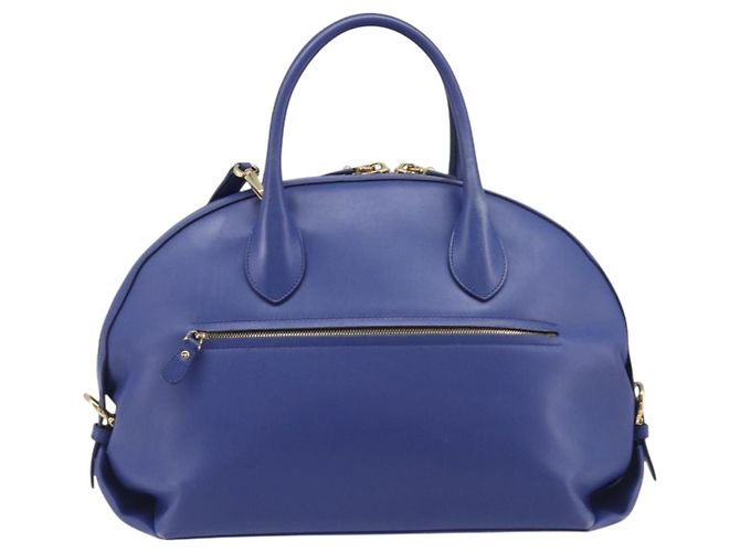 Borsa a mano Salvatore Ferragamo in pelle 2way blu tono oro Auth 200138A - vista 2
