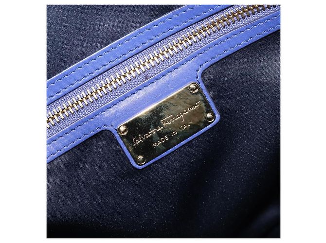 Borsa a mano Salvatore Ferragamo in pelle 2way blu tono oro Auth 200138A - vista 21