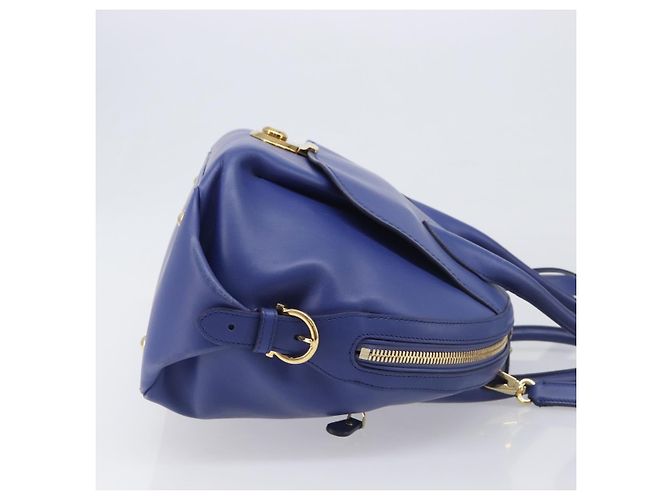 Borsa a mano Salvatore Ferragamo in pelle 2way blu tono oro Auth 200138A - vista 3