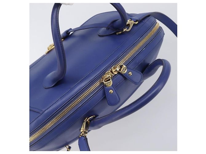 Borsa a mano Salvatore Ferragamo in pelle 2way blu tono oro Auth 200138A - vista 6