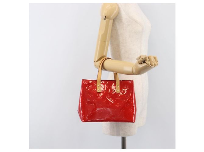 Borsa a mano LOUIS VUITTON Monogram Vernis Reade PM Rouge M91088 LV Auth ep15737A Rosso - vista 23