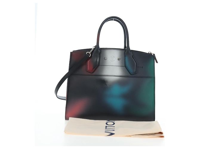 Borsa a mano LOUIS VUITTON City Steamer MM in pelle nera e argento LV Auth 195902SM Nero - vista 12