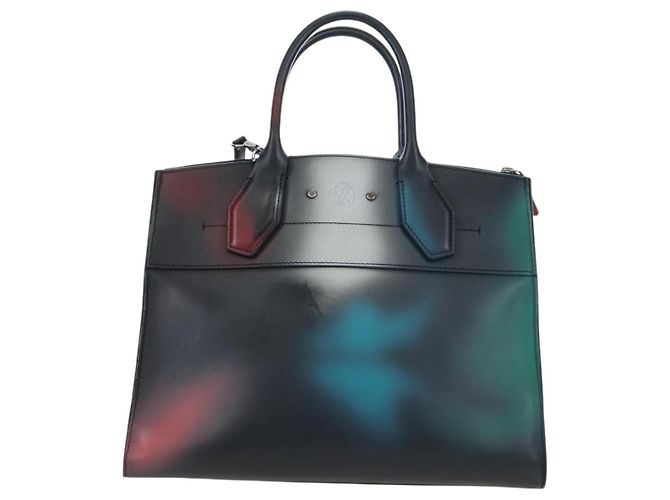 Borsa a mano LOUIS VUITTON City Steamer MM in pelle nera e argento LV Auth 195902SM Nero - vista 13