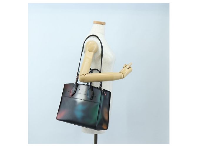 Borsa a mano LOUIS VUITTON City Steamer MM in pelle nera e argento LV Auth 195902SM Nero - vista 34
