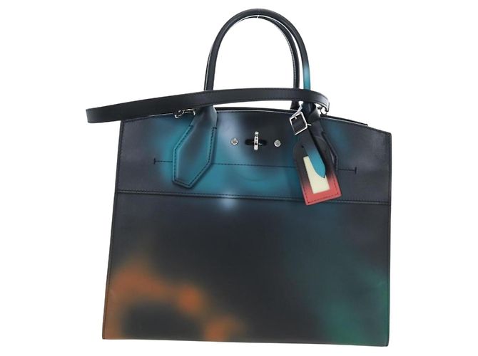 Borsa a mano LOUIS VUITTON City Steamer MM in pelle nera e argento LV Auth 195902SM Nero - vista 4