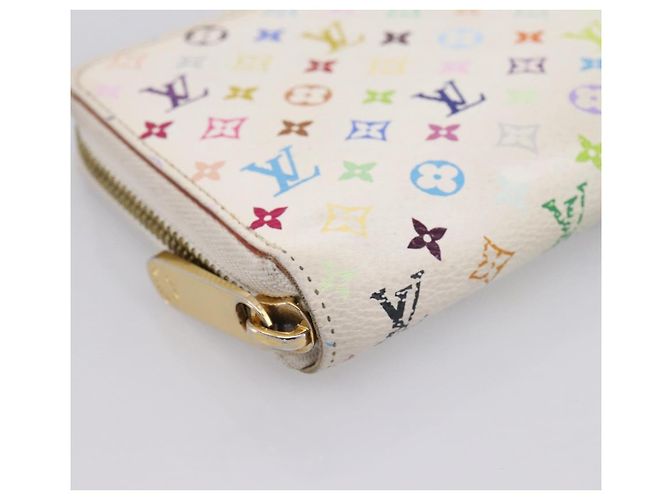 LOUIS VUITTON Monogram Multicolor Zippy Wallet White M60241 LV Auth BA15336 Bianco - vista 14