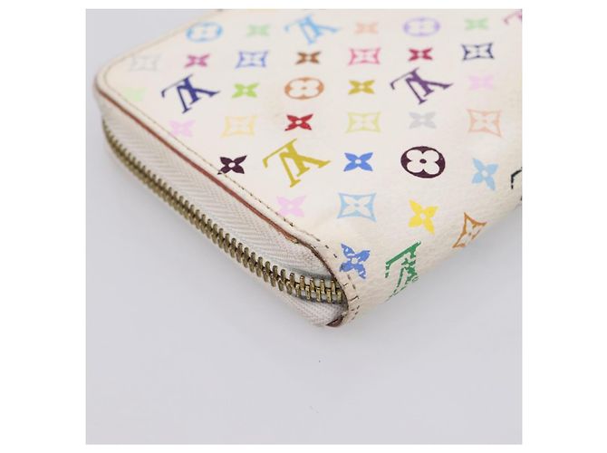 LOUIS VUITTON Monogram Multicolor Zippy Wallet White M60241 LV Auth BA15336 Bianco - vista 16