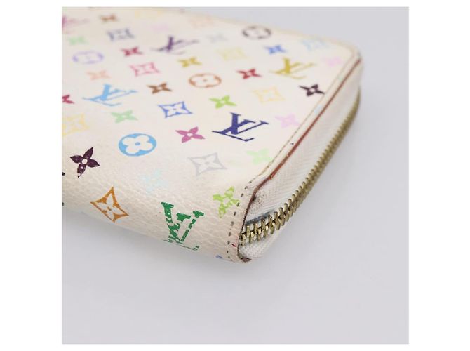 LOUIS VUITTON Monogram Multicolor Zippy Wallet White M60241 LV Auth BA15336 Bianco - vista 7