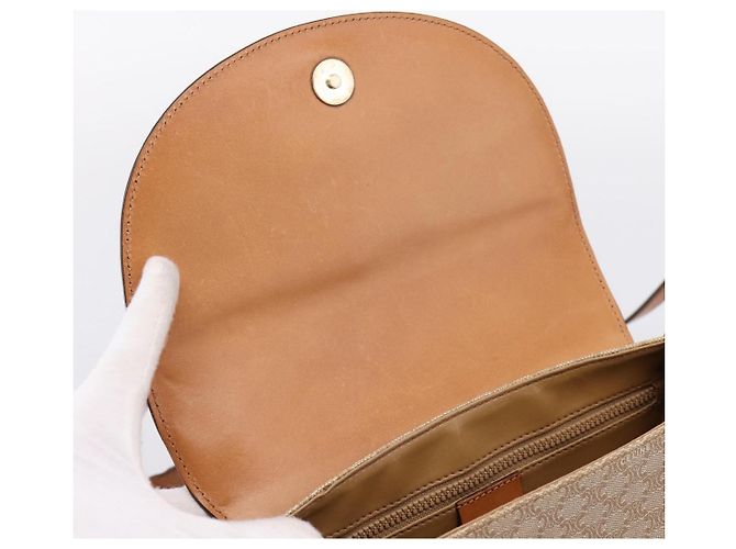 Céline Borsa a tracolla CELINE Macadam Canvas PVC Beige Gold Auth ki6798V D'oro - vista 10