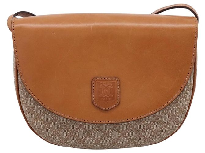 Céline Borsa a tracolla CELINE Macadam Canvas PVC Beige Gold Auth ki6798V D'oro - vista 13