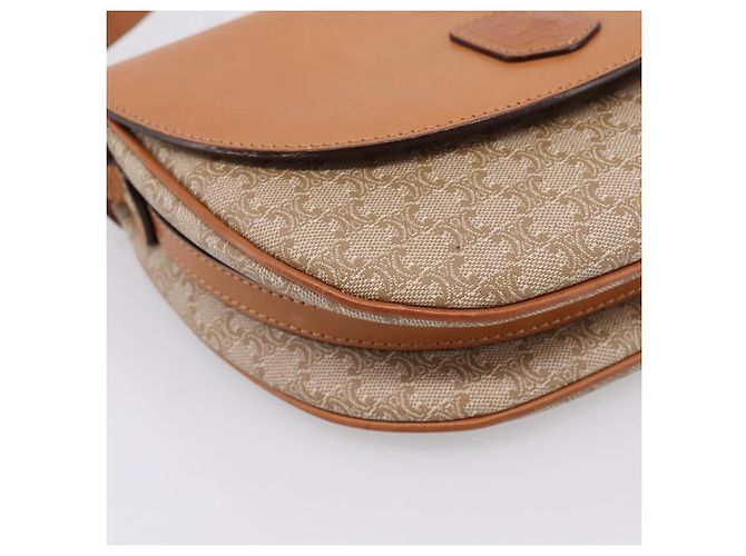Céline Borsa a tracolla CELINE Macadam Canvas PVC Beige Gold Auth ki6798V D'oro - vista 14