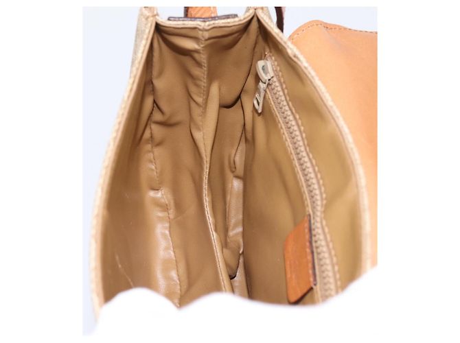 Céline Borsa a tracolla CELINE Macadam Canvas PVC Beige Gold Auth ki6798V D'oro - vista 19