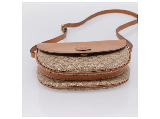 Céline Borsa a tracolla CELINE Macadam Canvas PVC Beige Gold Auth ki6798V D'oro - vista 5