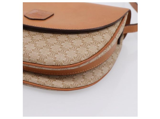 Céline Borsa a tracolla CELINE Macadam Canvas PVC Beige Gold Auth ki6798V D'oro - vista 9