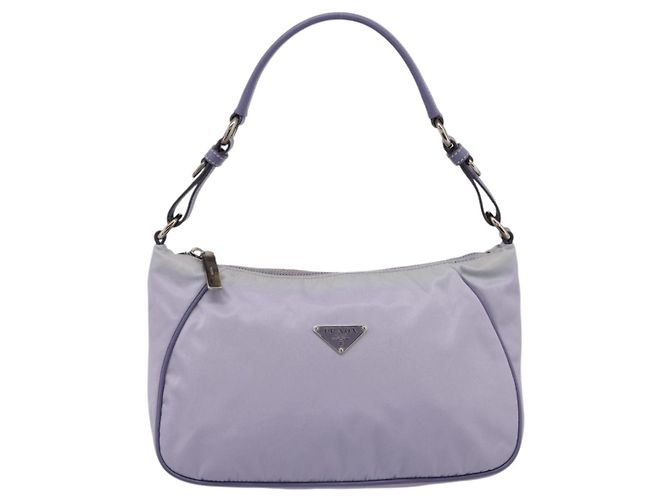 Borsa a tracolla PRADA Nylon Lavende Silver Auth 199116A Argento Lavanda - vista 13