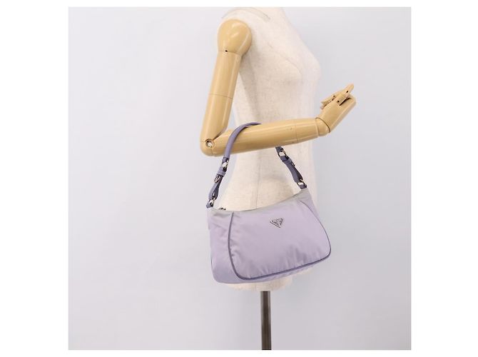 Borsa a tracolla PRADA Nylon Lavende Silver Auth 199116A Argento Lavanda - vista 23