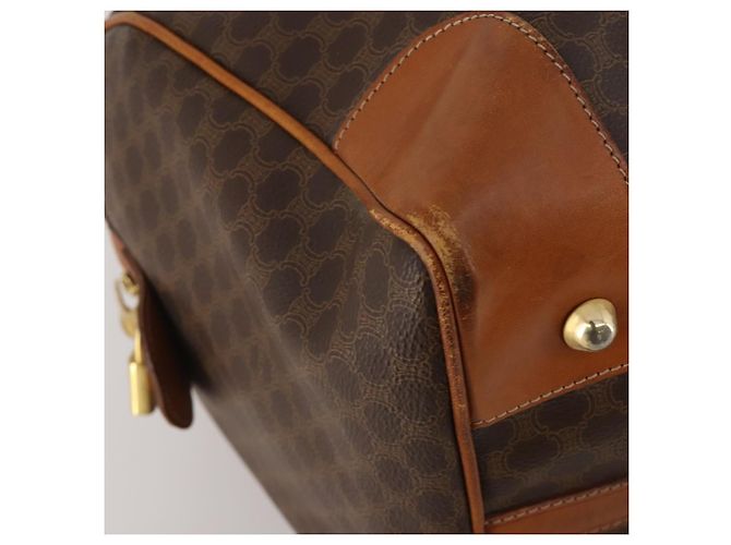 Céline Borsa Boston CELINE Macadam Canvas PVC Leather Brown Gold Auth BA15139 Marrone D'oro - vista 15