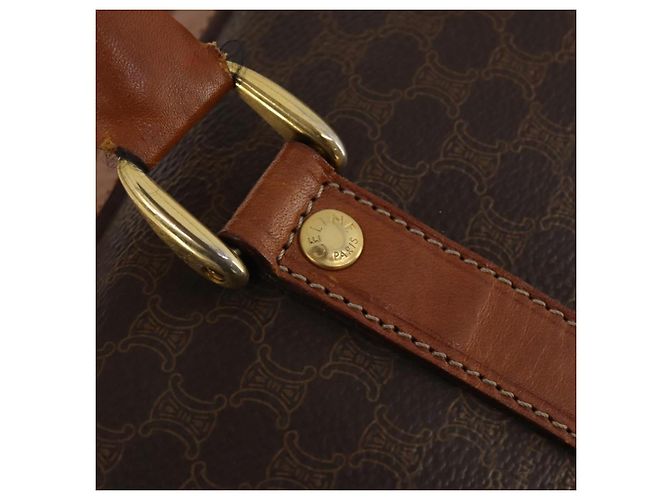 Céline Borsa Boston CELINE Macadam Canvas PVC Leather Brown Gold Auth BA15139 Marrone D'oro - vista 18