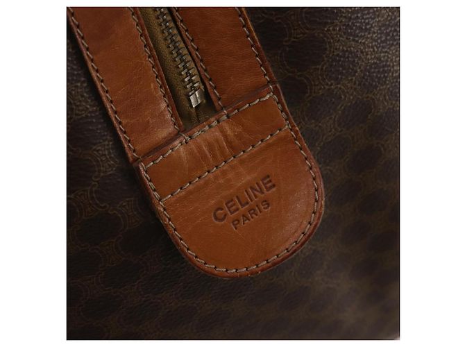 Céline Borsa Boston CELINE Macadam Canvas PVC Leather Brown Gold Auth BA15139 Marrone D'oro - vista 19