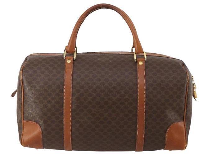 Céline Borsa Boston CELINE Macadam Canvas PVC Leather Brown Gold Auth BA15139 Marrone D'oro - vista 2