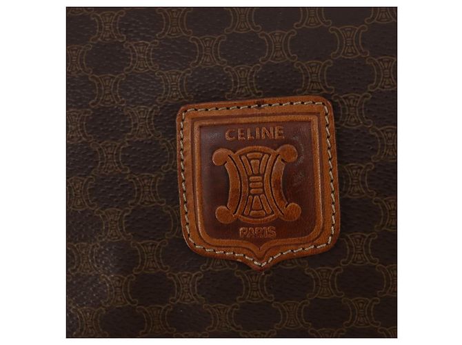 Céline Borsa Boston CELINE Macadam Canvas PVC Leather Brown Gold Auth BA15139 Marrone D'oro - vista 20