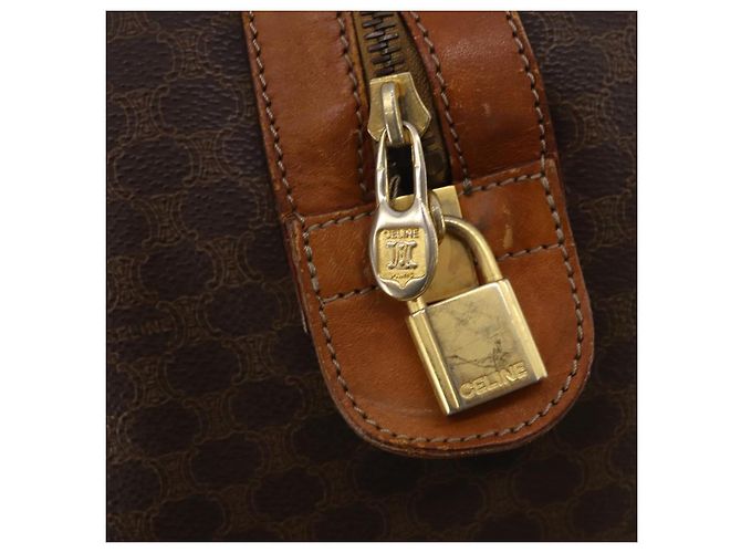 Céline Borsa Boston CELINE Macadam Canvas PVC Leather Brown Gold Auth BA15139 Marrone D'oro - vista 21