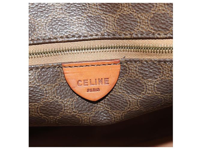 Céline Borsa Boston CELINE Macadam Canvas PVC Leather Brown Gold Auth BA15139 Marrone D'oro - vista 24