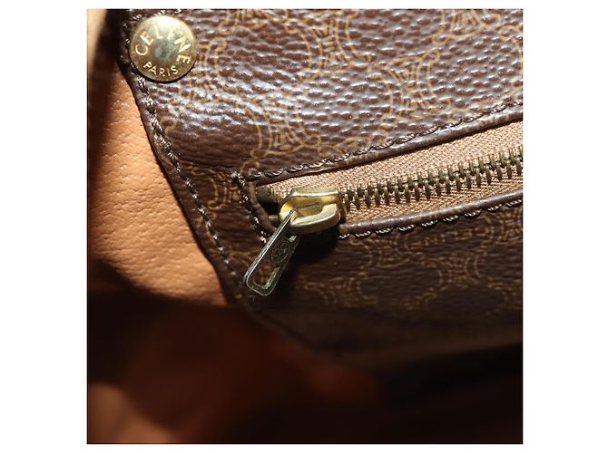 Céline Borsa Boston CELINE Macadam Canvas PVC Leather Brown Gold Auth BA15139 Marrone D'oro - vista 25