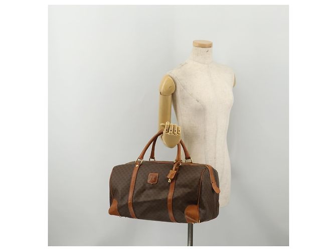 Céline Borsa Boston CELINE Macadam Canvas PVC Leather Brown Gold Auth BA15139 Marrone D'oro - vista 27