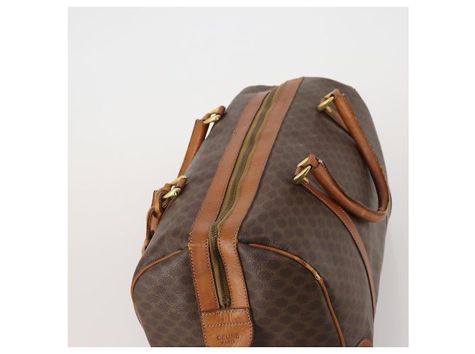 Céline Borsa Boston CELINE Macadam Canvas PVC Leather Brown Gold Auth BA15139 Marrone D'oro - vista 6