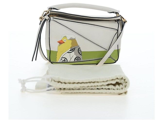 LOEWE Studio Ghibli Puzzle Bag mini Pelle 2way Ivory Gold Auth 197518SM D'oro Crudo - vista 12
