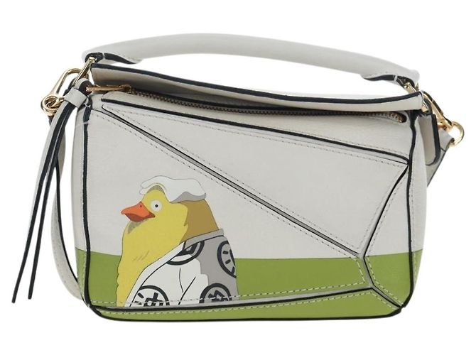 LOEWE Studio Ghibli Puzzle Bag mini Pelle 2way Ivory Gold Auth 197518SM D'oro Crudo - vista 13