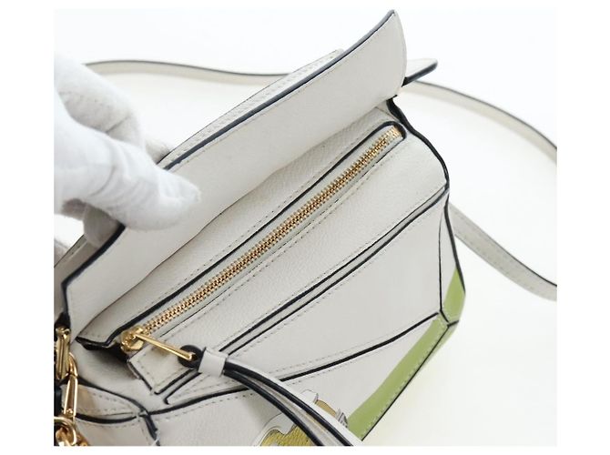 LOEWE Studio Ghibli Puzzle Bag mini Pelle 2way Ivory Gold Auth 197518SM D'oro Crudo - vista 22