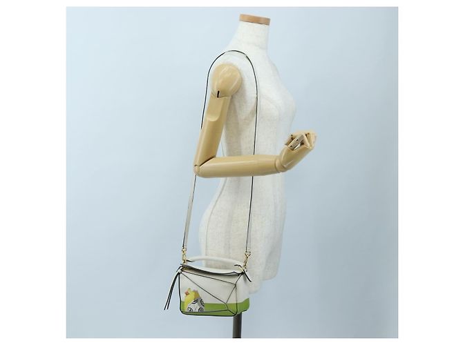 LOEWE Studio Ghibli Puzzle Bag mini Pelle 2way Ivory Gold Auth 197518SM D'oro Crudo - vista 28