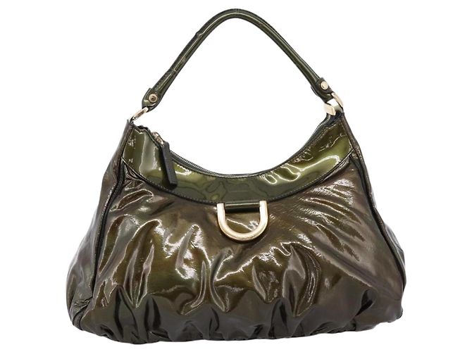Borsa a Tracolla GUCCI Vernice Verde Tono Oro 189833 Auth 200154 - vista 13