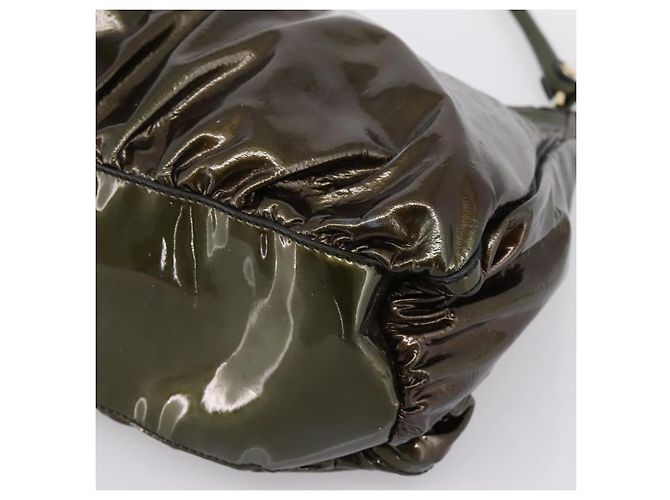 Borsa a Tracolla GUCCI Vernice Verde Tono Oro 189833 Auth 200154 - vista 15